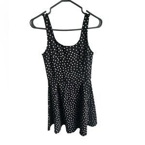 DIVIDED H&M Neutral Polka Dot Fit Flare Skater Above Knee Dress Sz 6